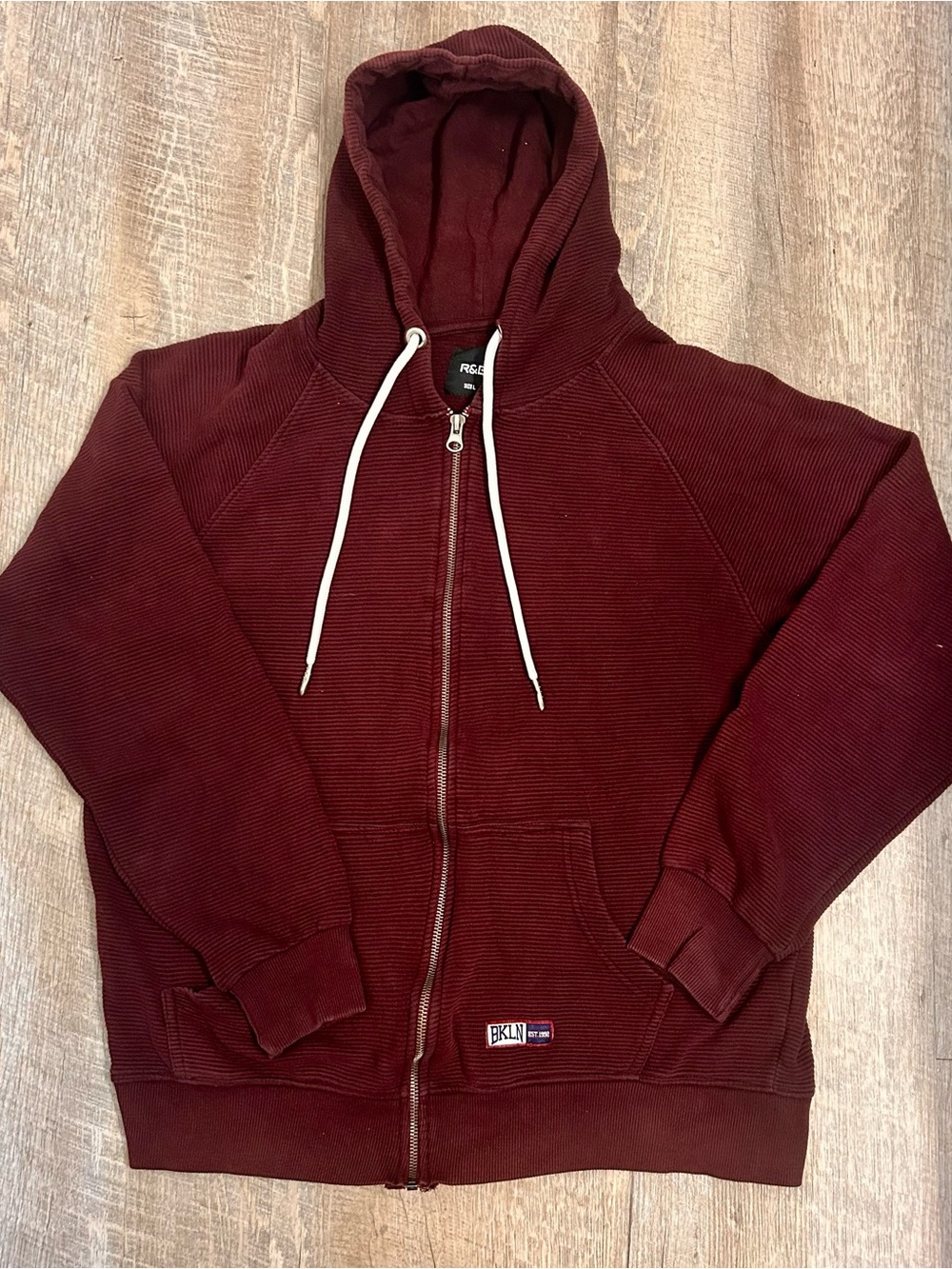 R&B Maroon Full-Zip Hooded Sweatshirt